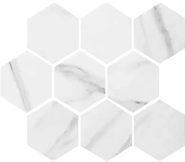 Miki - InkJet Mosaics Calacatta Matte 10" x 12" MNCKT1001 Centura Hexagon Mosaic Tiles