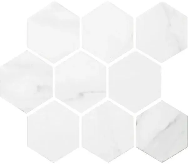 Miki - InkJet Mosaics Carrara White Matte 10" x 12" MNCKW1003 Centura Hexagon Mosaic Tiles