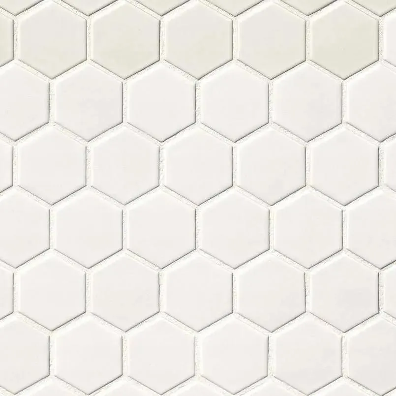 Retro Bianco White-Cool Hexagon Matte 11-1/2" x 12-3/4" SMOT-PT-RETBIA-2HEX MSI Surfaces Hexagon Mosaic Tiles