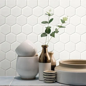 Image 2 of Retro Bianco White-Cool Hexagon Matte 11-1/2" x 12-3/4" SMOT-PT-RETBIA-2HEX MSI Surfaces Hexagon Mosaic Tiles sold at Floors & Baths Pro's