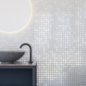 Image 2 of Onix Stoneglass Opalo Blanco 1" x 1" ONISTOBLAMOS1 Italbec Italbec Square Mosaic Tiles sold at Floors & Baths Pro's
