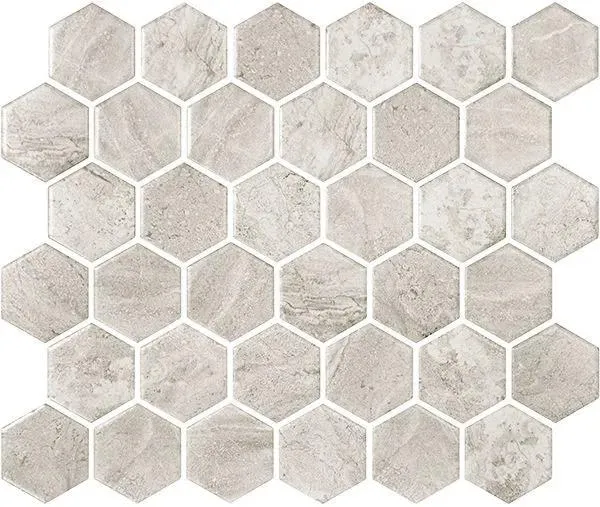Miki - InkJet Mosaics Light Grey Matte 11" x 13" MCSC2015 Centura Hexagon Mosaic Tiles
