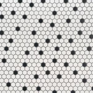 Image 2 of Domino Black and White Matte 10-11/32 x 11-15/16" SMOT-PT-RETBIANER-1HEXM MSI Surfaces Hexagon Mosaic Tiles sold at Floors & Baths Pro's
