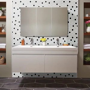 Image 3 of Domino Black and White Matte 10-11/32 x 11-15/16" SMOT-PT-RETBIANER-1HEXM MSI Surfaces Hexagon Mosaic Tiles sold at Floors & Baths Pro's