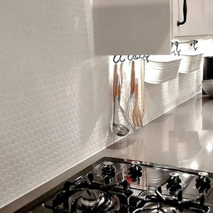 Image 3 of Basic Hexagon/Octagon White Satin 12" x 12" HU0101B Centura Hexagon Mosaic Tiles sold at Floors & Baths Pro's