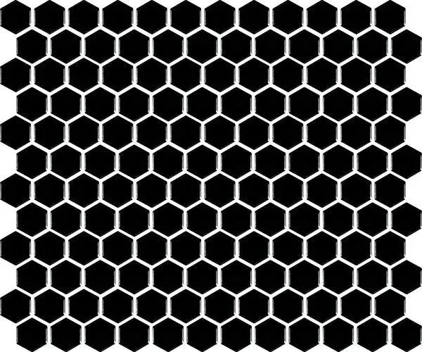 Basic Hexagon/Octagon Black Satin 12" x 12" HU0003 Centura Hexagon Mosaic Tiles