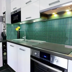 Image 2 of Concave Border Celadon Green Glossy 12" x 12" BHTH06096 Centura Square Mosaic Tiles sold at Floors & Baths Pro's