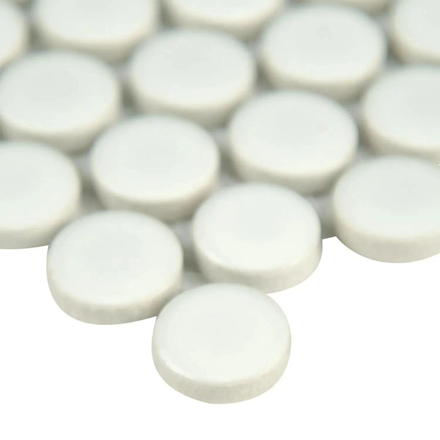 Penny Round White-Cool Hexagon Glossy 11-1/2" x 11-1/2" SMOT-PT-PENRD-BIA MSI Surfaces Hexagon Mosaic Tiles