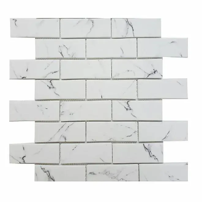 Mosaics Carrara Brick Matte 12" x 12" MS-100 Mono Serra Mono Serra Rectangle Mosaic Tiles
