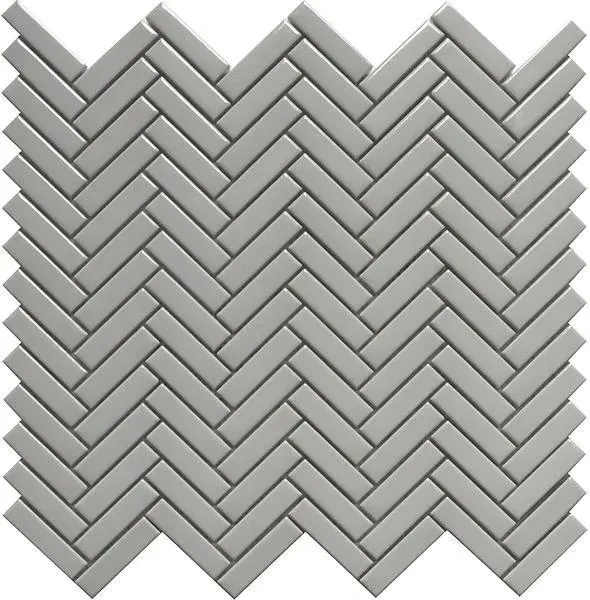 Herringbone Grey Glossy 12" x 12" HEGREYGN Centura Rectangle Mosaic Tiles