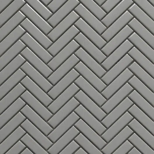 Herringbone Grey Glossy 12" x 12" HEGREYGN Centura Rectangle Mosaic Tiles