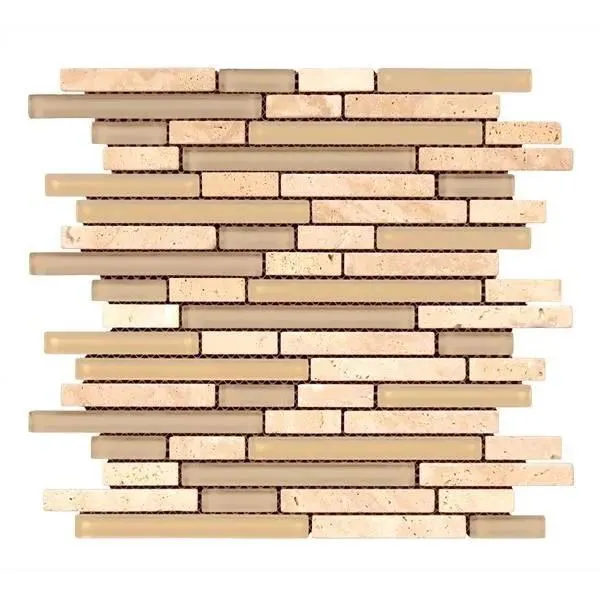 Glass Mosaics Travertino Stone Frosted 12" x 12" GL-511 Mono Serra Mono Serra Rectangle Mosaic Tiles