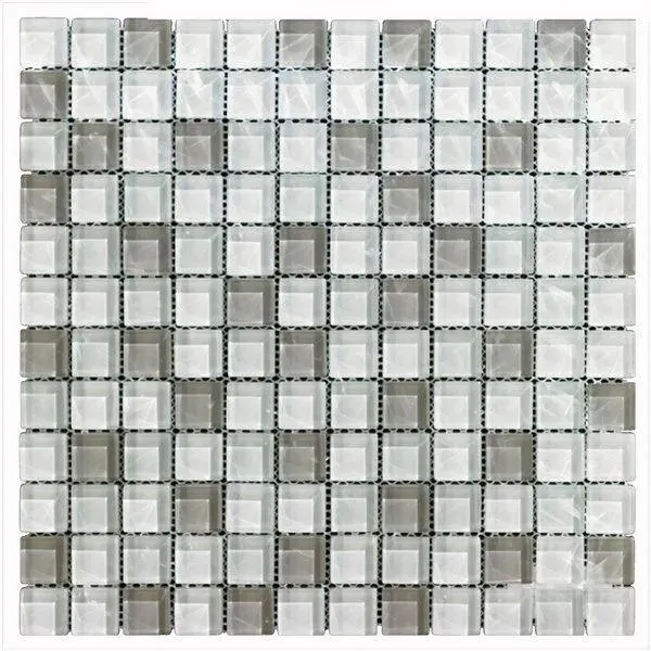 Glass Mosaics Off White Glossy 12" x 12" GL-305 Mono Serra Mono Serra Square Mosaic Tiles