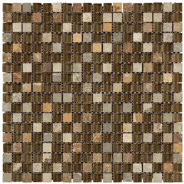 Glass Mosaics Combo Brown Multi-finish 12" x 12" GL-626 Mono Serra Mono Serra Square Mosaic Tiles