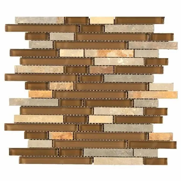 Glass Mosaics Combo Brown Multi Glossy 12" x 12" GL-628 Mono Serra Mono Serra Rectangle Mosaic Tiles