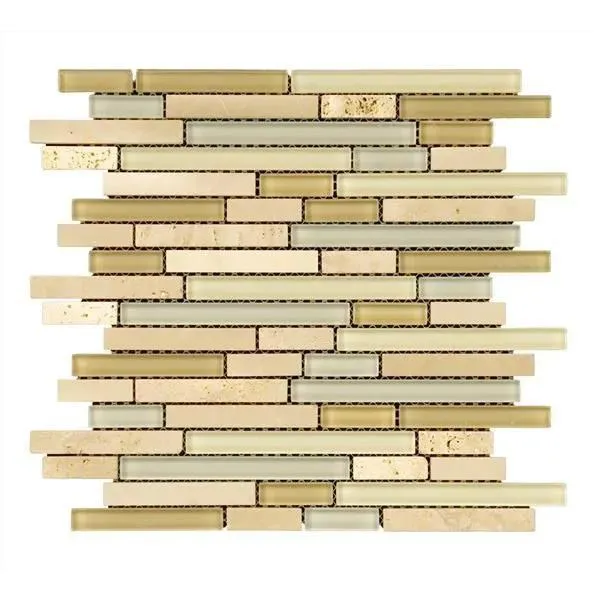 Glass Mosaics Crema Marfil Stone Frosted 12" x 12" GL-512 Mono Serra Mono Serra Rectangle Mosaic Tiles