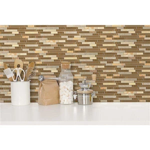 Image 2 of Glass Mosaics Combo Brown Multi Glossy 12" x 12" GL-628 Mono Serra Mono Serra Rectangle Mosaic Tiles sold at Floors & Baths Pro's