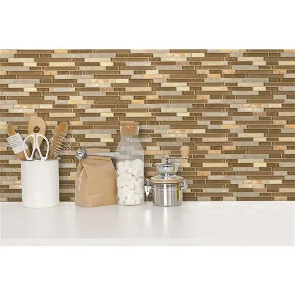 Glass Mosaics Combo Brown Multi Glossy 12" x 12" GL-628 Mono Serra Mono Serra Rectangle Mosaic Tiles