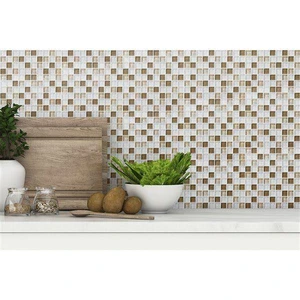 Image 2 of Glass Mosaics Brown White Stone Glossy 12" x 12" GL-307 Mono Serra Mono Serra Square Mosaic Tiles sold at Floors & Baths Pro's