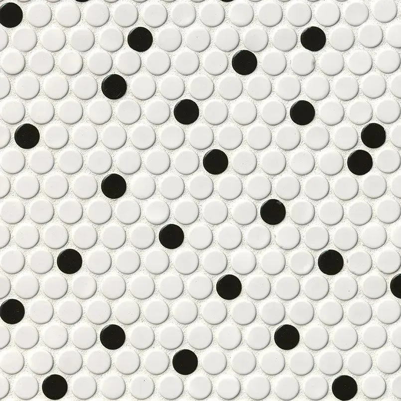 Black and White Glossy 12" x 12" SMOT-PT-PENRD-BIANER MSI Surfaces Circle Mosaic Tiles