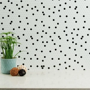 Image 2 of Black and White Glossy 12" x 12" SMOT-PT-PENRD-BIANER MSI Surfaces Circle Mosaic Tiles sold at Floors & Baths Pro's