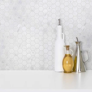 Image 2 of Mosaics Carrara Hexagon Matte 12" x 12" MS-110 Mono Serra Mono Serra Hexagon Mosaic Tiles sold at Floors & Baths Pro's