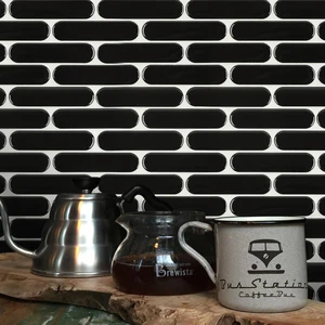 Image 2 of Osvego Black Glossy 12" x 12" OSVEGOBLKG Centura Mosaic Mosaic Tiles sold at Floors & Baths Pro's