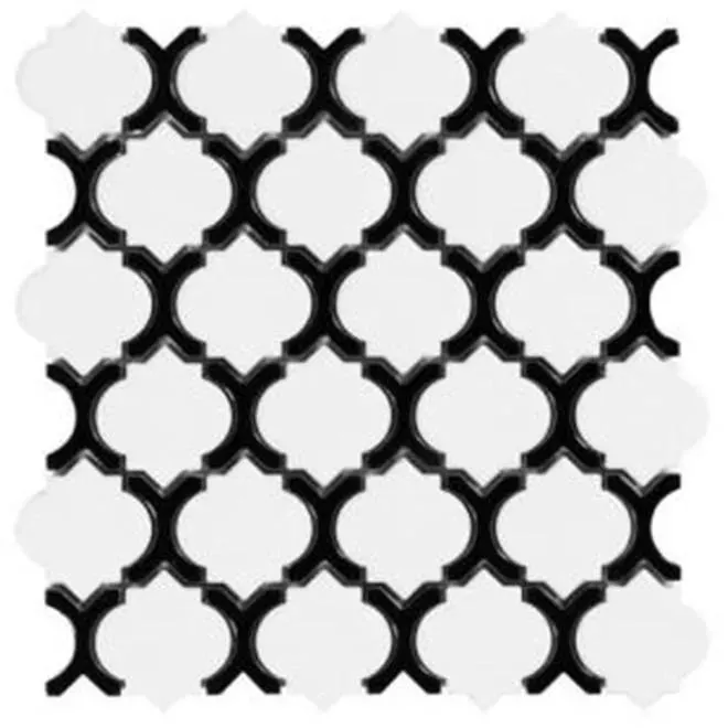 Mosaics White & Black Glossy 12" x 12" MS-130 Mono Serra Mono Serra Square Mosaic Tiles
