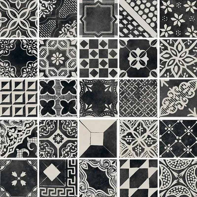 Riggiole Nero Mix Natural 8" x 8" RIG20NR Centura Square Mosaic Tiles