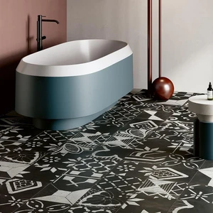 Image 2 of Riggiole Nero Mix Natural 8" x 8" RIG20NR Centura Square Mosaic Tiles sold at Floors & Baths Pro's