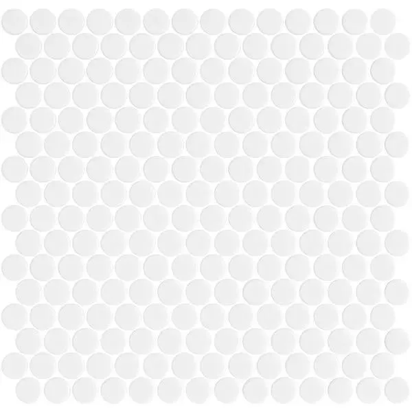 Penny Shiny Glossy White 11" x 11" PE2005014 Centura Circle Mosaic Tiles