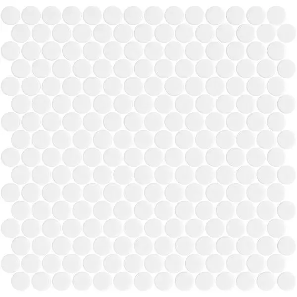 Penny Natureglass Matte White 11" x 11" PE2005008 Centura Circle Mosaic Tiles