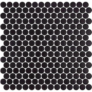 Image 2 of Penny Shiny Glossy Black 11" x 11" PE2005009 Centura Circle Mosaic Tiles sold at Floors & Baths Pro's