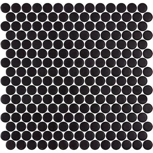 Penny Shiny Glossy Black 11" x 11" PE2005009 Centura Circle Mosaic Tiles
