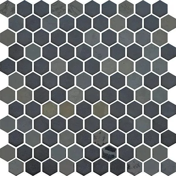 Opalo Stone Noir Hexagon Glossy 12" x 12" OPSTBKHEX Centura Hexagon Mosaic Tiles