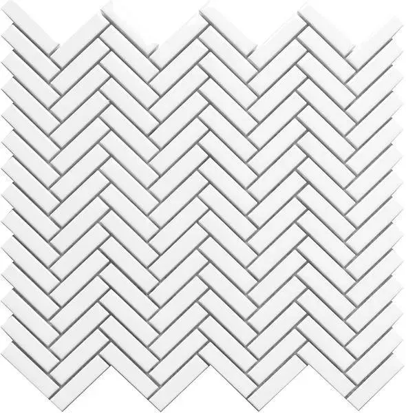 Herringbone White Glossy 12" x 12" HEWHITEG Centura Rectangle Mosaic Tiles