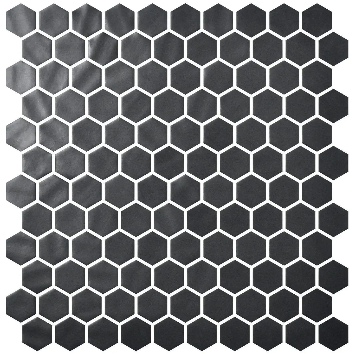 Hex NatureGlass Matte Black 12" x 12" 2002892 Centura Hexagon Mosaic Tiles