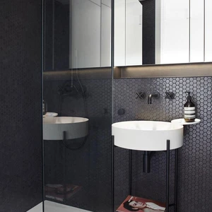 Image 2 of Hex NatureGlass Matte Black 12" x 12" 2002892 Centura Hexagon Mosaic Tiles sold at Floors & Baths Pro's