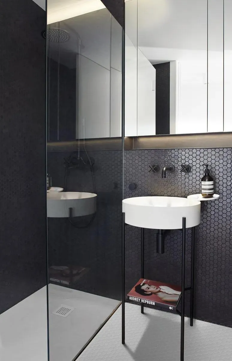 Hex NatureGlass Matte Black 12" x 12" 2002892 Centura Hexagon Mosaic Tiles