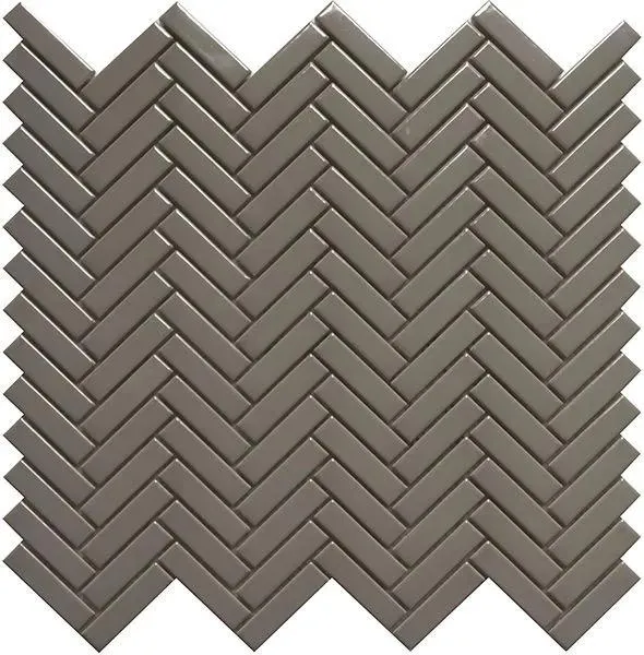 Herringbone Brown Glossy 12" x 12" HEBROWNG Centura Rectangle Mosaic Tiles