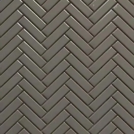 Herringbone Brown Glossy 12" x 12" HEBROWNG Centura Rectangle Mosaic Tiles