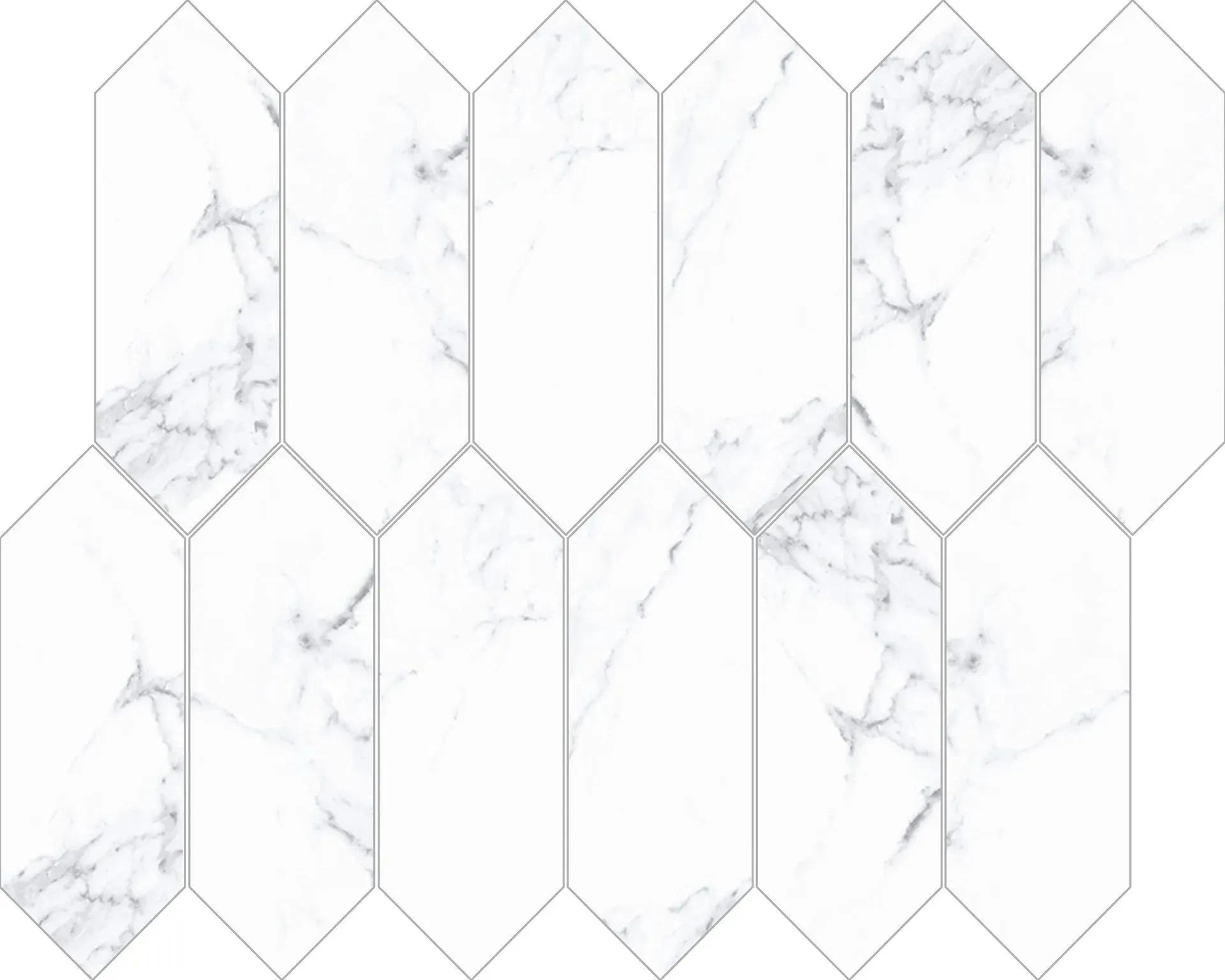 Statuario Bianco Matte 11" x 13" STRPICK01 Centura Hexagon Mosaic Tiles