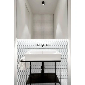 Image 2 of Mosaics White Glossy 12" x 12" MS-125 Mono Serra Mono Serra Hexagon Mosaic Tiles sold at Floors & Baths Pro's
