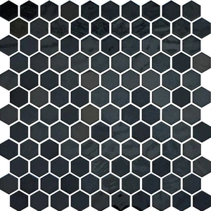  Lemmy Opalo Noir Glossy 12" x 12" OPBKHEX Centura Hexagon Mosaic Tiles 
