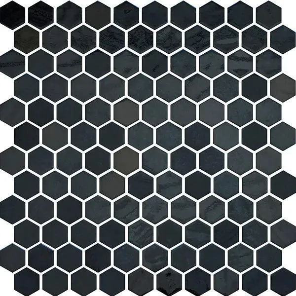 Opalo Noir Glossy 12" x 12" OPBKHEX Centura Hexagon Mosaic Tiles