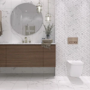 Image 3 of Statuario Bianco Matte 11" x 13" STRPICK01 Centura Hexagon Mosaic Tiles sold at Floors & Baths Pro's