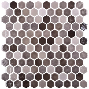  Alaska Gray Hex Blends Glossy Tan 12" x 12" HEXBLTA Centura Hexagon Mosaic Tiles 