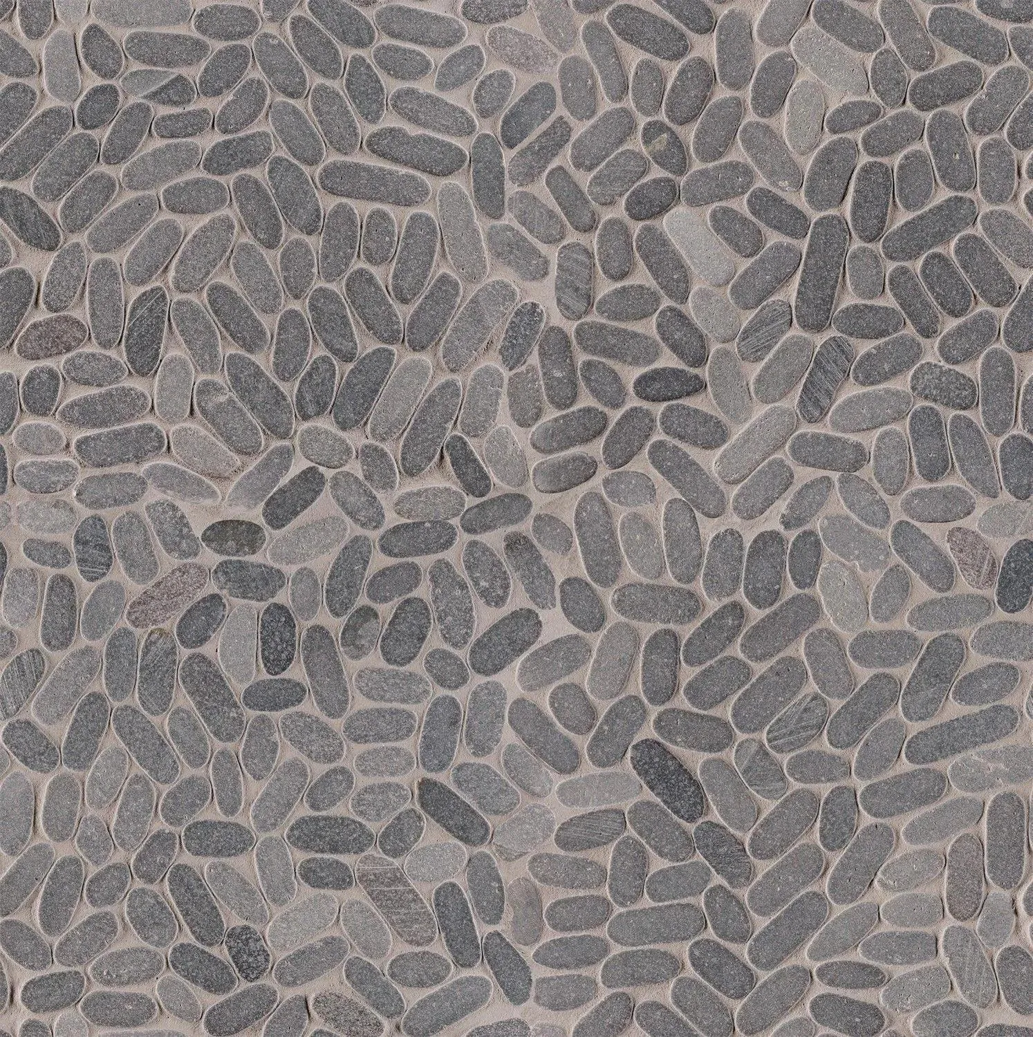 Sliced Pebble Black Tumbled 12" x 12" SMOT-PEB-COAL MSI Surfaces Square Mosaic Tiles