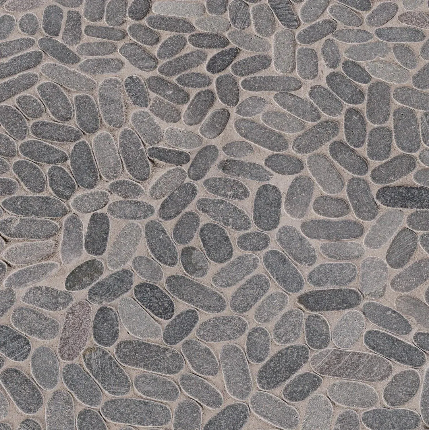 Sliced Pebble Black Tumbled 12" x 12" SMOT-PEB-COAL MSI Surfaces Square Mosaic Tiles