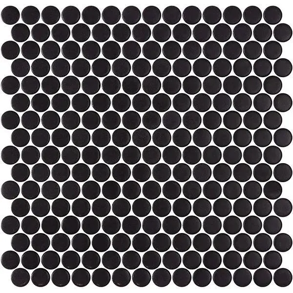 Penny Natureglass Matte Black 11" x 11" PE2005000 Centura Circle Mosaic Tiles